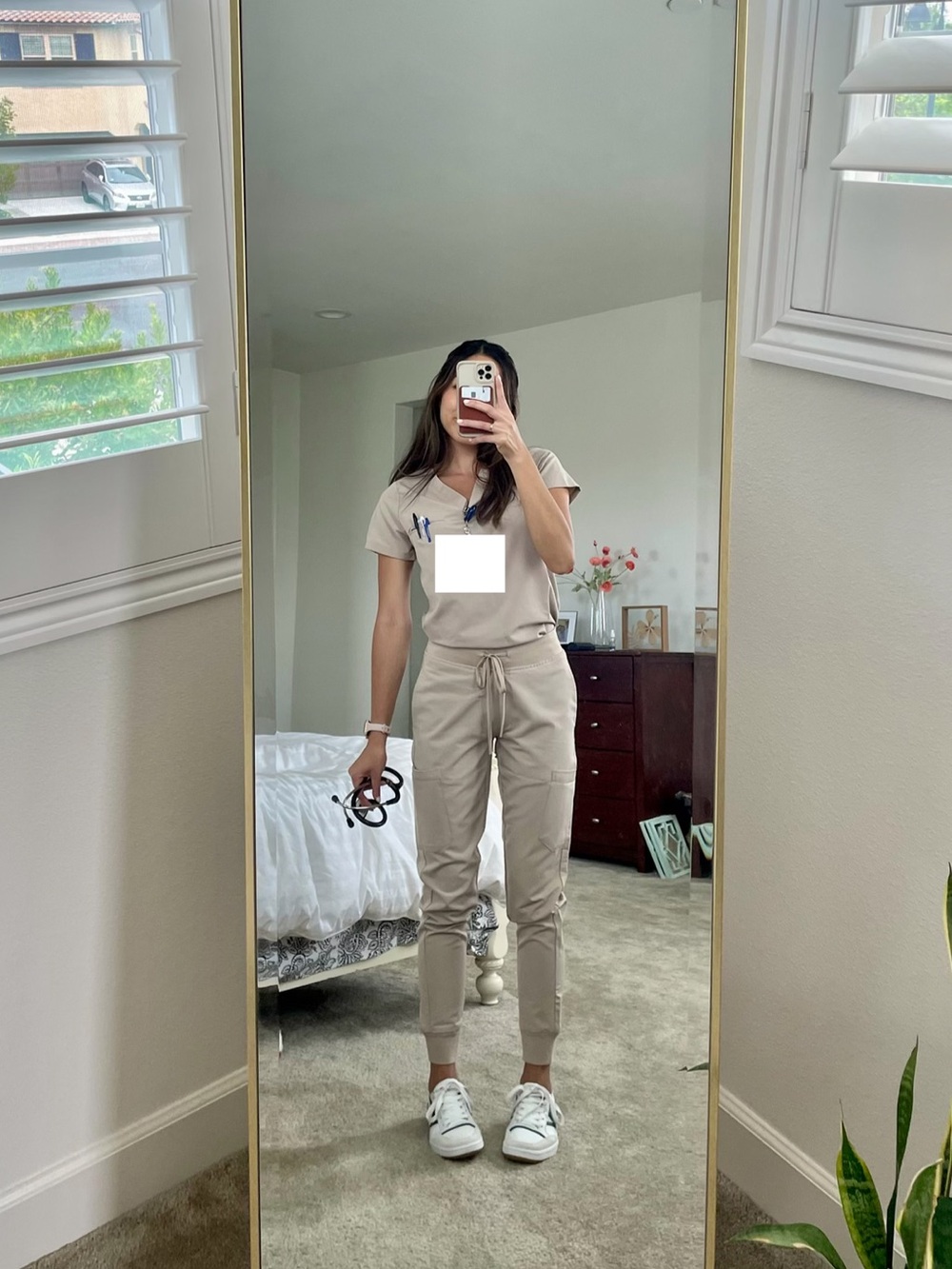 Tan/beige Mandala scrub jogger set